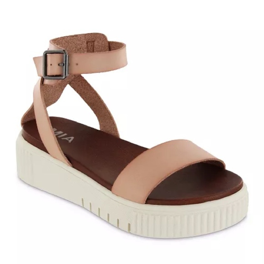 MIA | Platform Sandals Leather Straps Pink 6 Blush NWT NIB